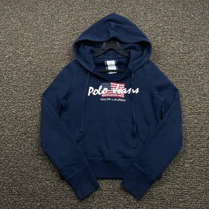 [BUNJANG] Polo Jeans American Flag Navy Hoodie / 폴로 진스 성조기 네이비 후드티