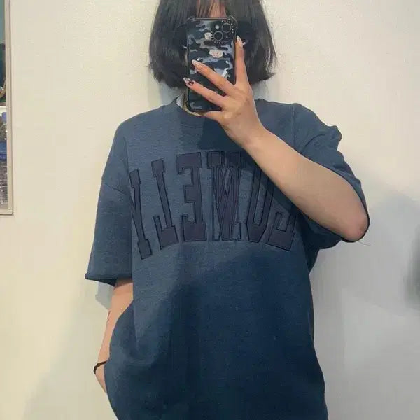 [SOLD OUT] 미디움 노앙 론리 러블리 반팔 스웨트 셔츠 티셔츠 블루