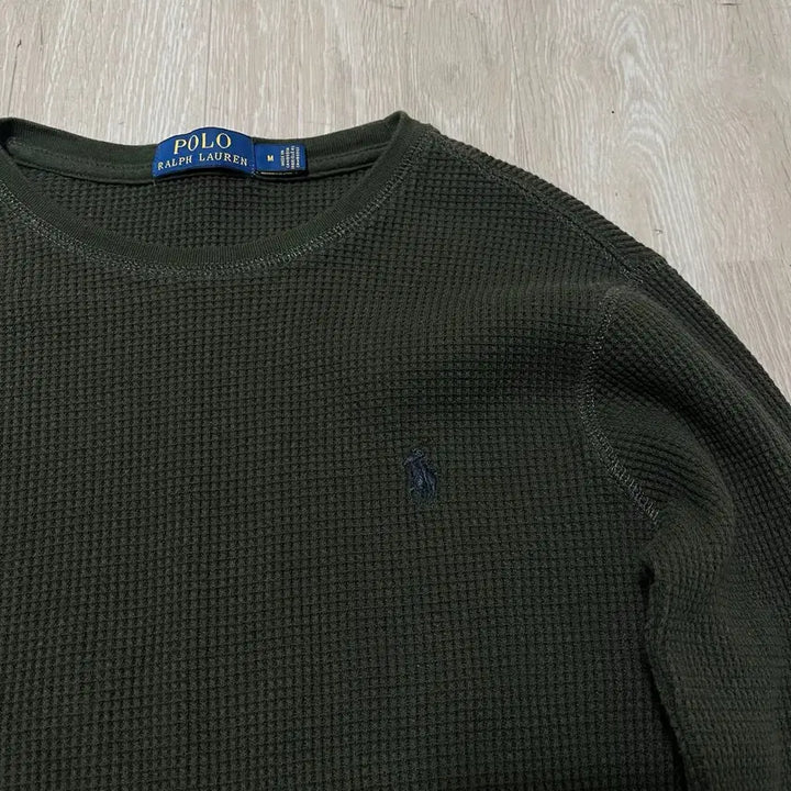 [SOLD OUT] 폴로 랄프로렌 여성 스몰포니 로고 와플 니트 [카키] M/95
