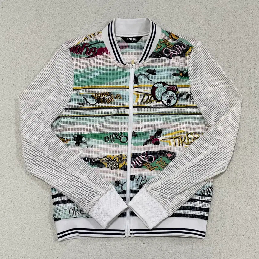 [BUNJANG] S PING Print Mesh Zip-up Jumper / S PING 프린트 매쉬 집업 점퍼 0417-2