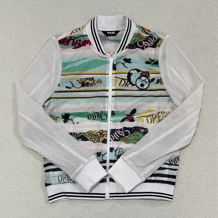 [BUNJANG] S PING Print Mesh Zip-up Jumper / S PING 프린트 매쉬 집업 점퍼 0417-2
