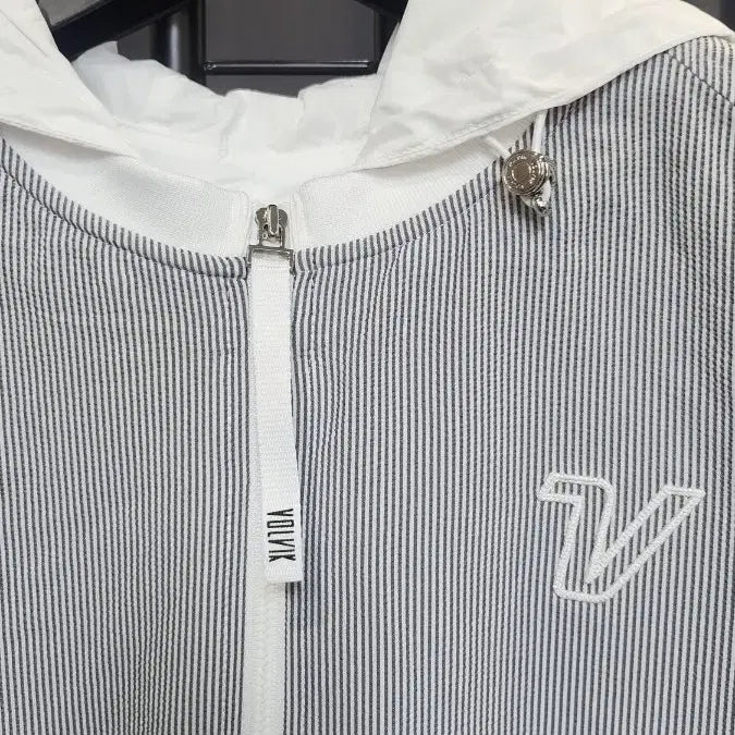 [BUNJANG] Volvik Striped Short Sleeve Hooded Zip-up / Volvik 반팔 후드 집업