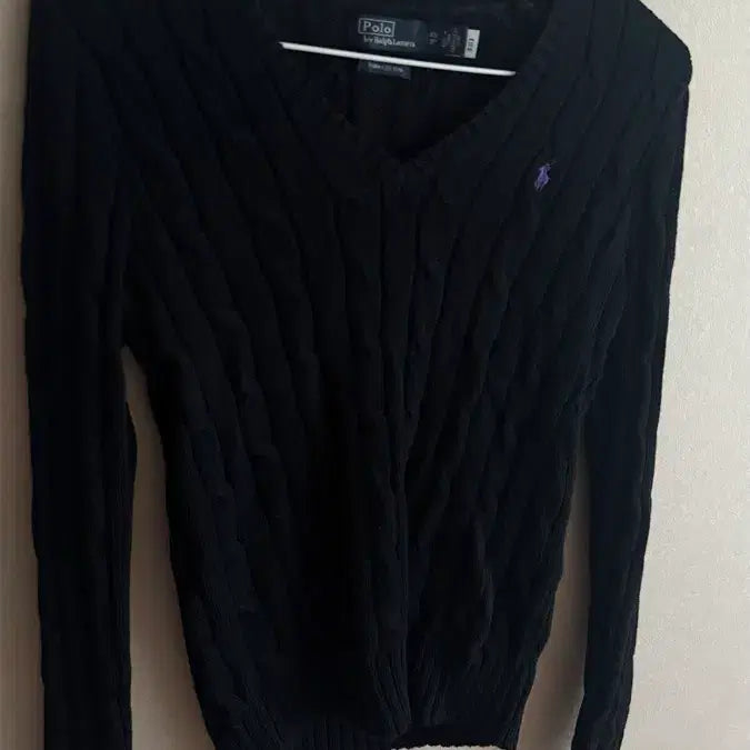 [BUNJANG] Polo Cable Cotton V-Neck Sweater Women XS / 폴로 케이블 코튼 브이넥 스웨터 여자 xs