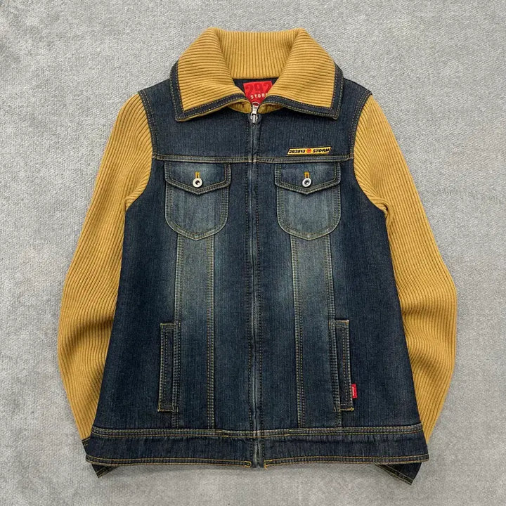 [BUNJANG] Storm Denim Knit Jacket / 85 292513 스톰 데님 니트 배색 자켓