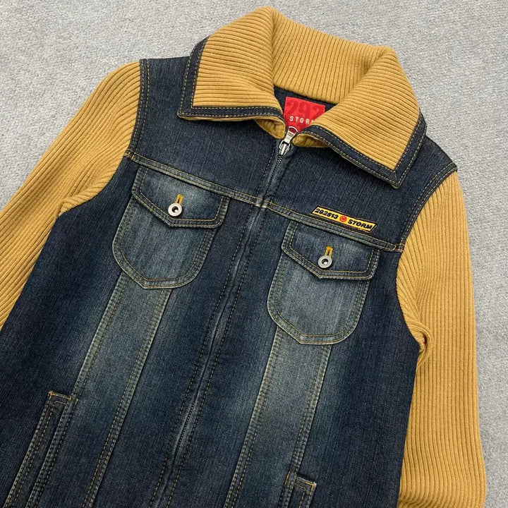 [BUNJANG] Storm Denim Knit Jacket / 85 292513 스톰 데님 니트 배색 자켓