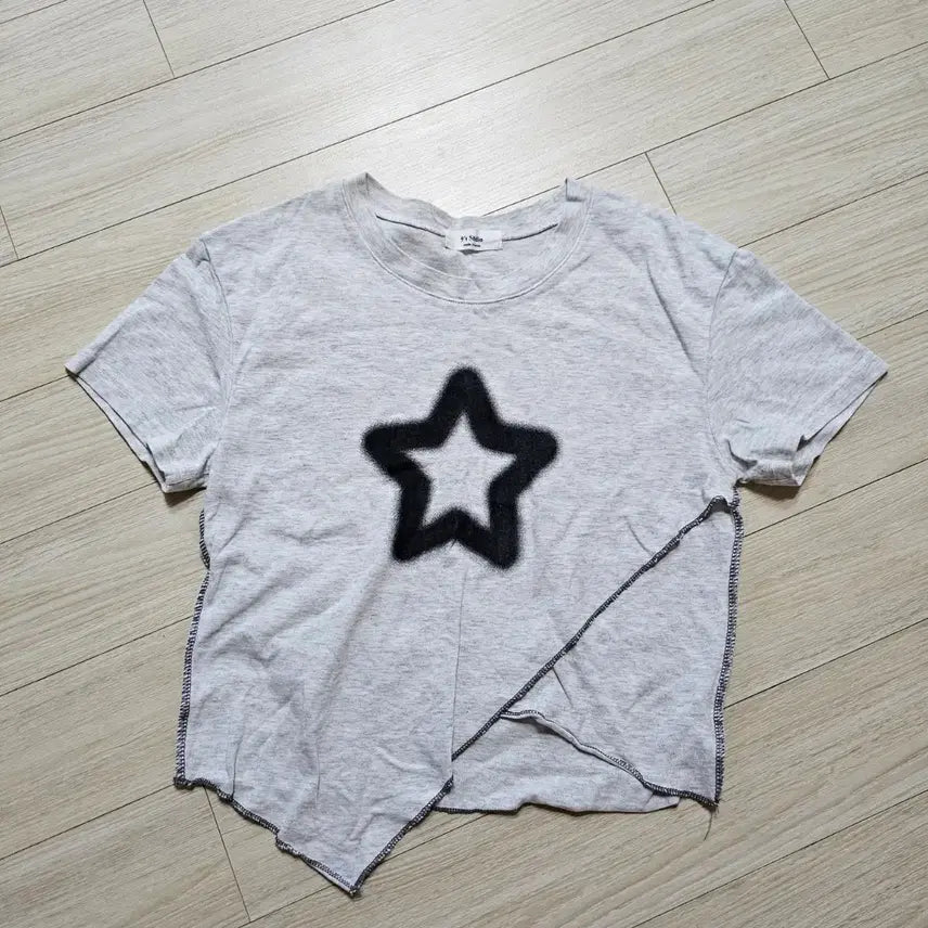 [SOLD OUT] 크롭 멜란지 언발 반팔티셔츠