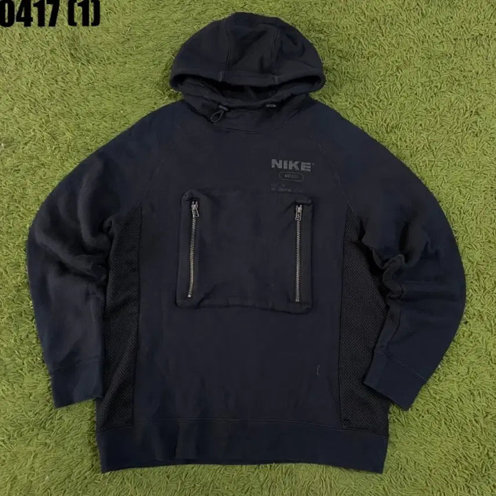 [BUNJANG] Nike Black Pocket Hoodie Zip-up / 나이키 블랙 후드 집업 포켓 후드