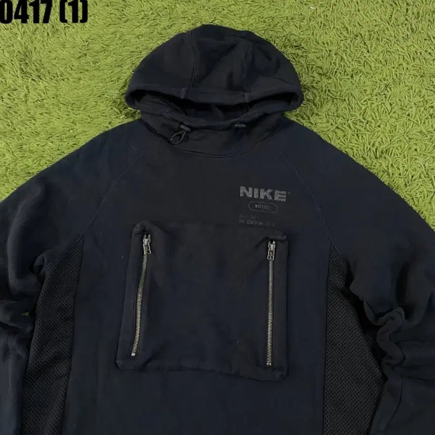 [BUNJANG] Nike Black Pocket Hoodie Zip-up / 나이키 블랙 후드 집업 포켓 후드