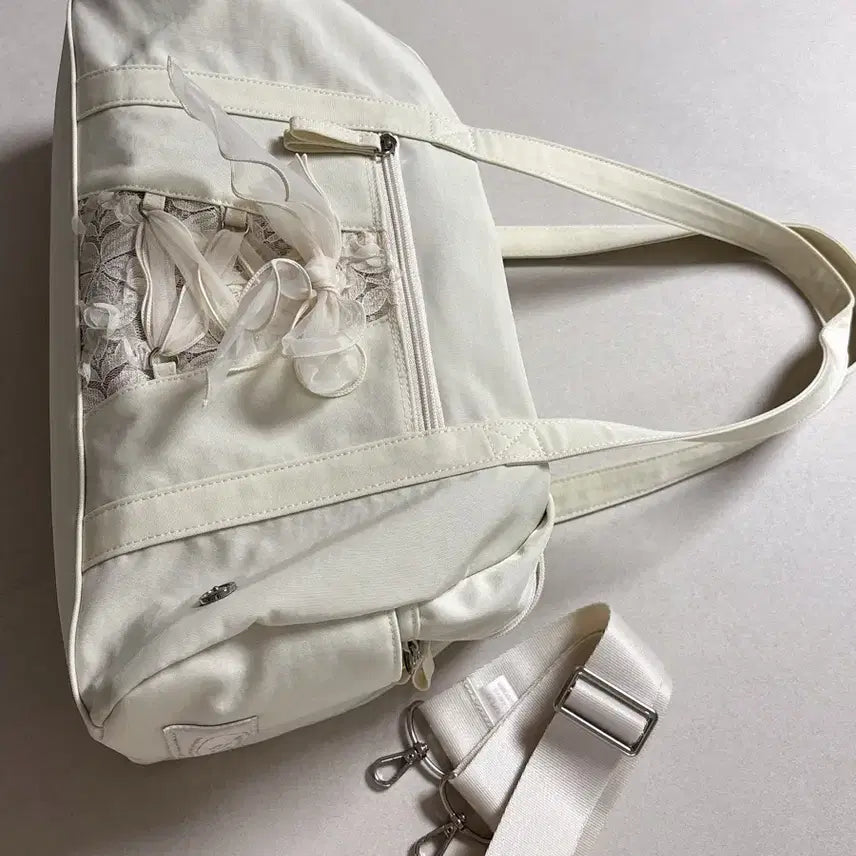 [BUNJANG] Obuni Daily Ribbon Gym Bag - Ivory / 오부니 Daily ribbon gym bag_ivory 데일리 리본 짐백