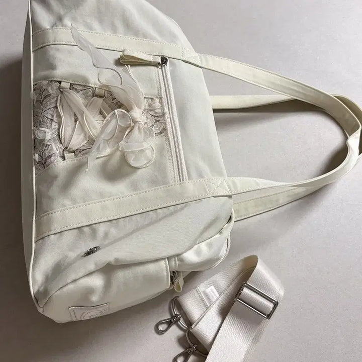 [BUNJANG] Obuni Daily Ribbon Gym Bag - Ivory / 오부니 Daily ribbon gym bag_ivory 데일리 리본 짐백