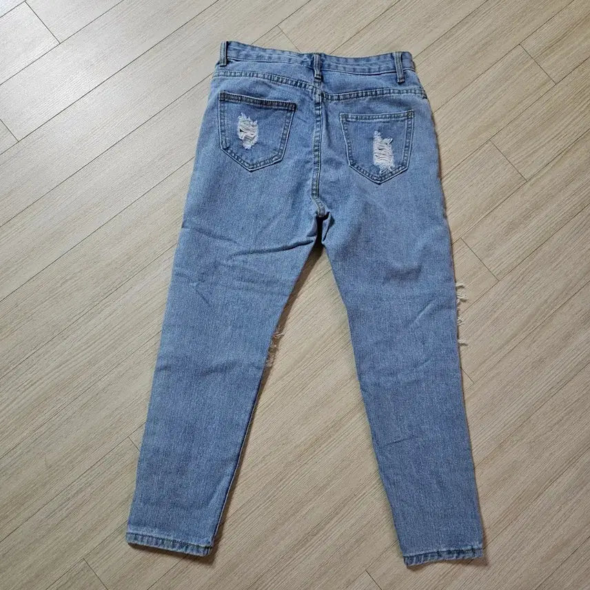 [SOLD OUT] (실착1회) 찢청 연청 스키니 M