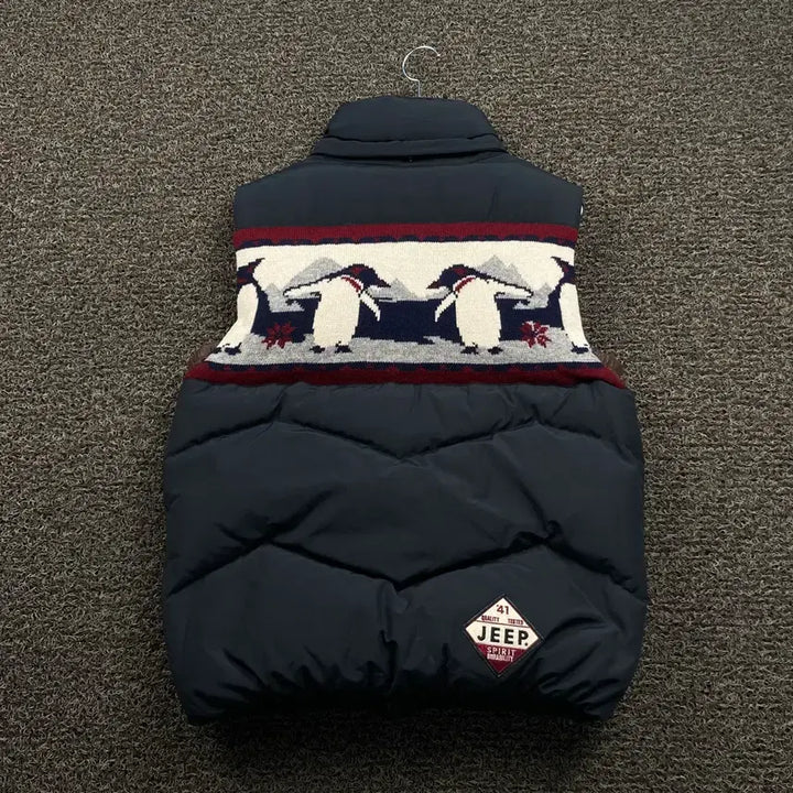 [BUNJANG] Jeep Knit Colorblock Vest Padded / 지프 니트 배색 조끼 패딩