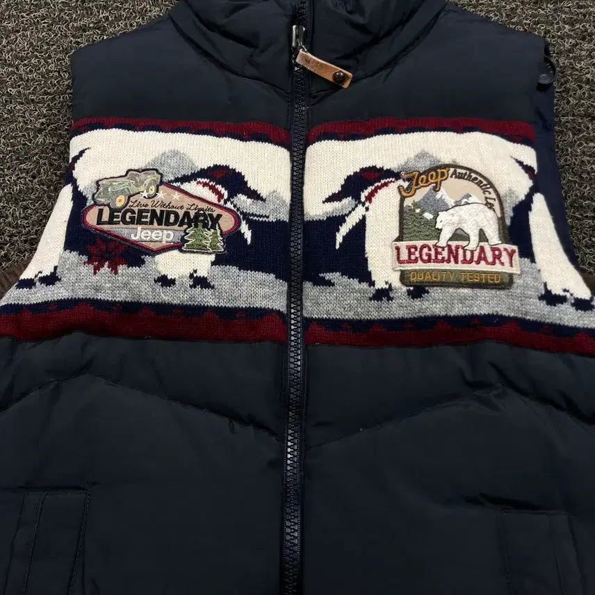 [BUNJANG] Jeep Knit Colorblock Vest Padded / 지프 니트 배색 조끼 패딩