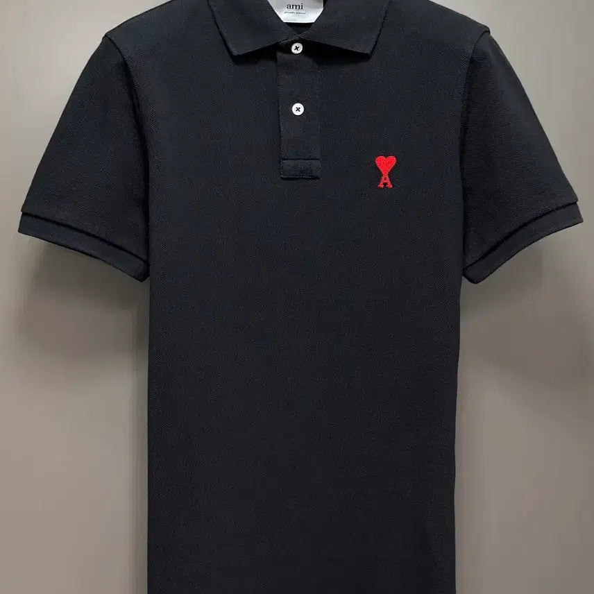 [BUNJANG] AMI Small Heart Polo Shirt Black XS / 아미 스몰하트 반팔 카라티 블랙 XS
