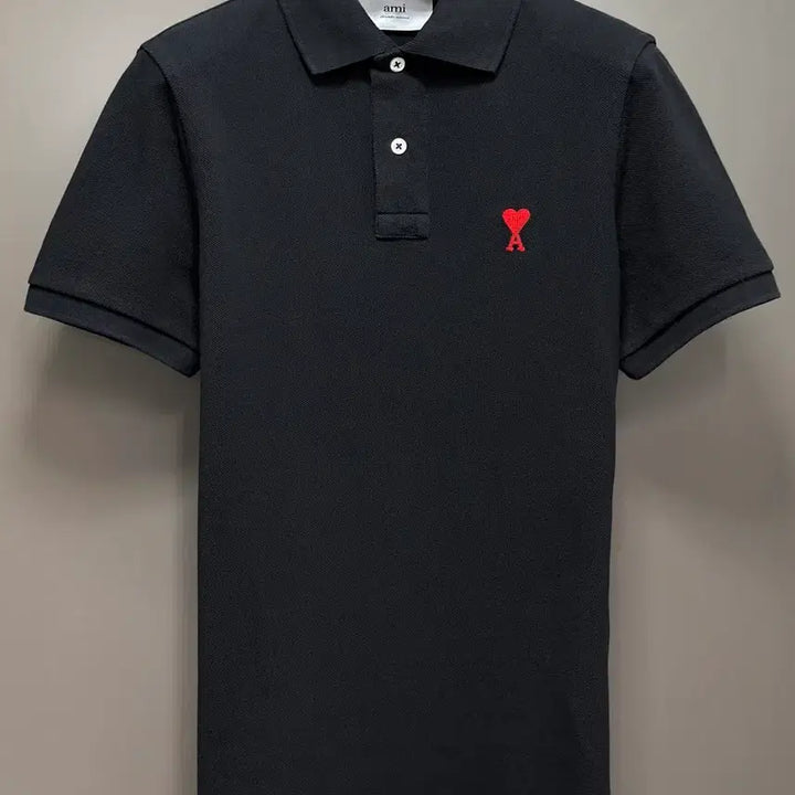 [BUNJANG] AMI Small Heart Polo Shirt Black XS / 아미 스몰하트 반팔 카라티 블랙 XS