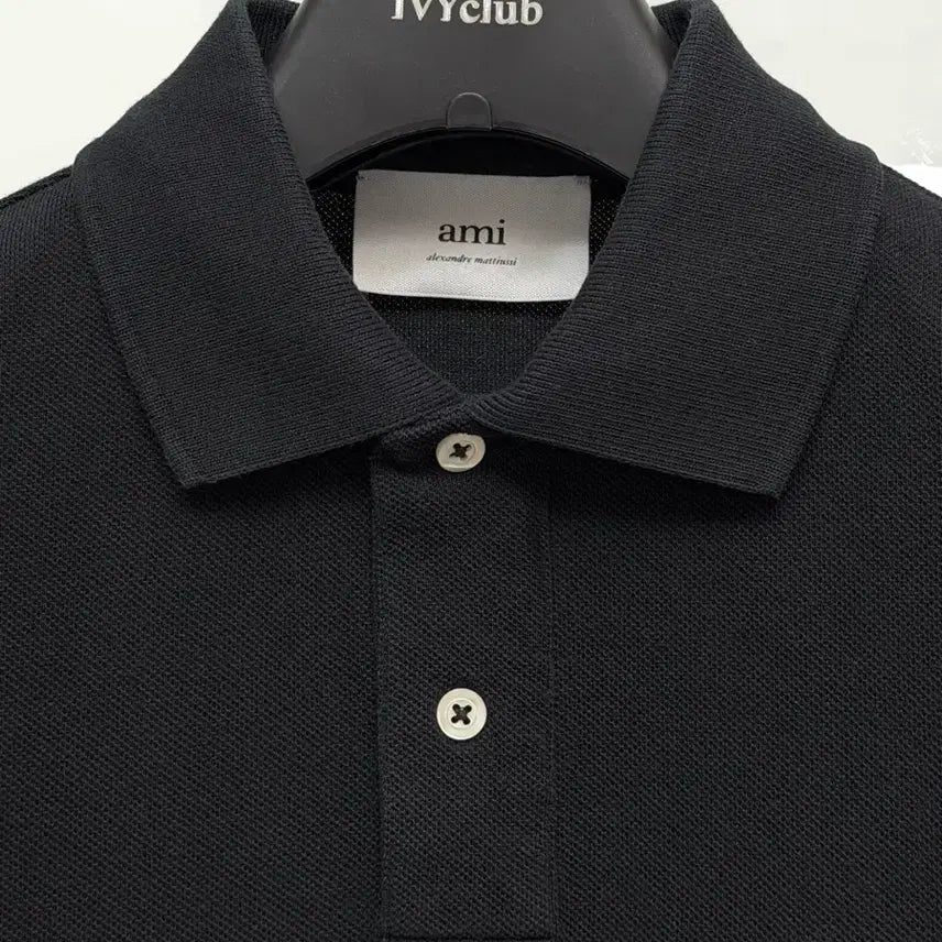 [BUNJANG] AMI Small Heart Polo Shirt Black XS / 아미 스몰하트 반팔 카라티 블랙 XS