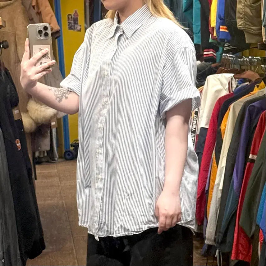 [BUNJANG] Polo Ralph Lauren Striped Short Sleeve Shirt / [HI] 폴로 랄프로렌 반팔셔츠 스트라이프 블루