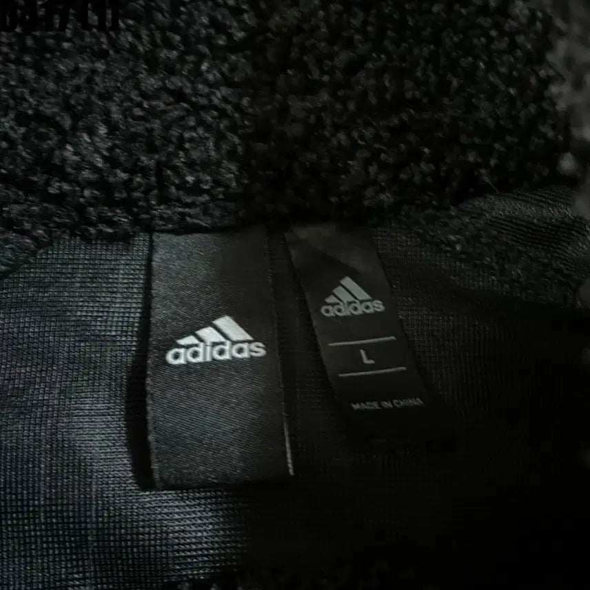 [BUNJANG] Adidas Half-Zip Black Fleece Pullover (L) / 아디다스 반집업 블랙 뽀글이 풀오버 L