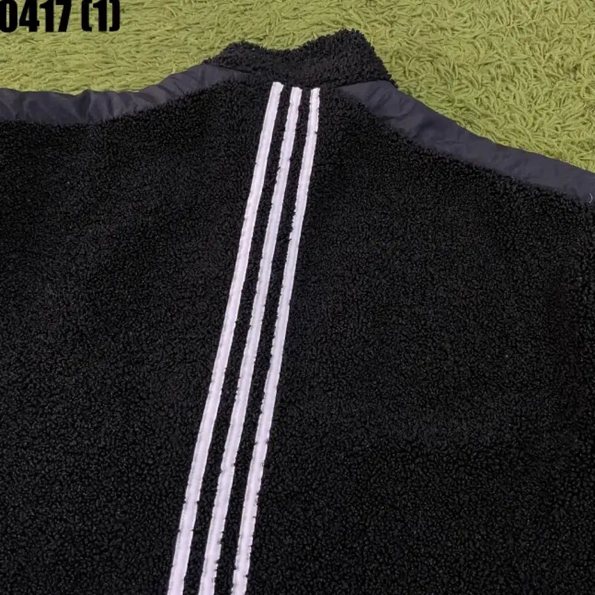[BUNJANG] Adidas Half-Zip Black Fleece Pullover (L) / 아디다스 반집업 블랙 뽀글이 풀오버 L