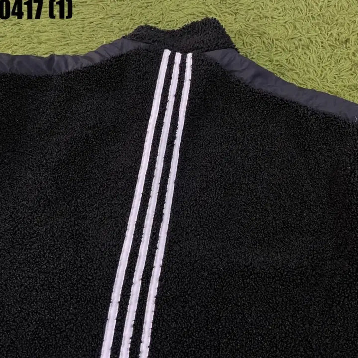 [BUNJANG] Adidas Half-Zip Black Fleece Pullover (L) / 아디다스 반집업 블랙 뽀글이 풀오버 L