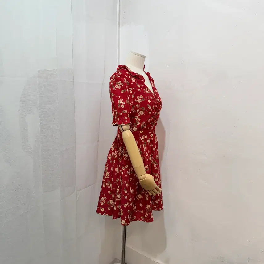 [BUNJANG] S Flower Red Mini Dress / (S)플라워 레드 미니원피스 휴양지원피스 여름원피스 1370