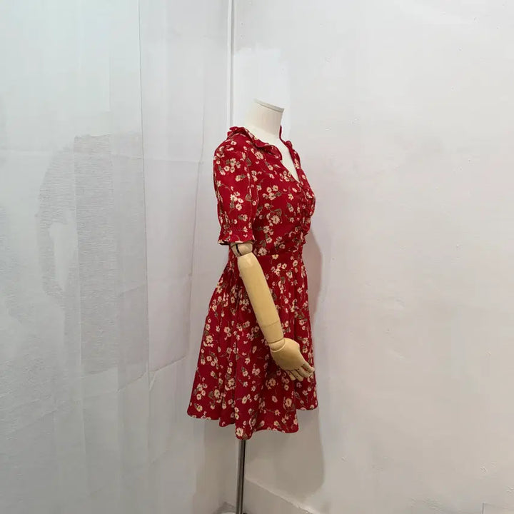 [BUNJANG] S Flower Red Mini Dress / (S)플라워 레드 미니원피스 휴양지원피스 여름원피스 1370