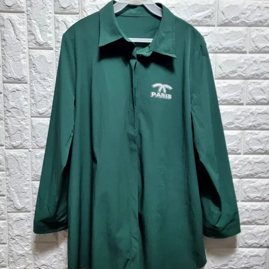 [BUNJANG] Green Spandex Shirt / 그린 바스락 스판 셔츠