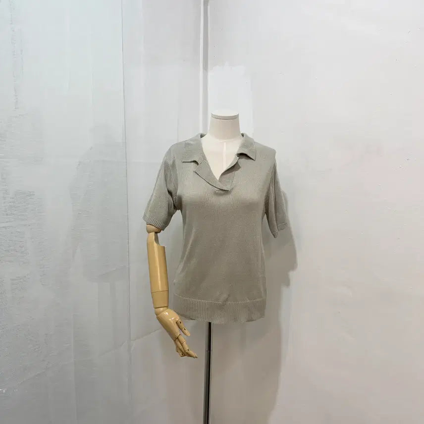 [BUNJANG] Karanit V-Neck Knit Top / 카라니트 반팔니트 브이넥니트 1499