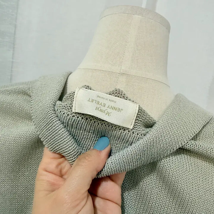 [BUNJANG] Karanit V-Neck Knit Top / 카라니트 반팔니트 브이넥니트 1499