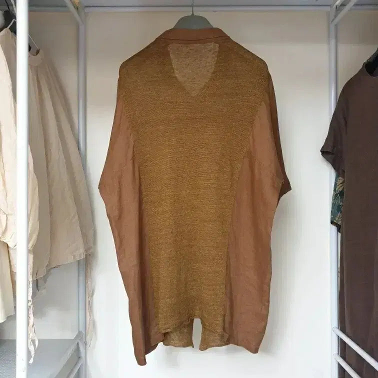 [BUNJANG] ISAE Texture Block French Sleeve Long Blouse / 자연주의 ISAE 이새 텍스쳐블록 프렌치슬리브 롱 블라우스 셔츠