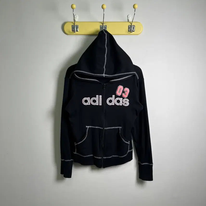 [BUNJANG] Adidas Y2K Crop Hoodie Zip-up (L) / 아디다스 로고 y2k 크롭 후드집업 L