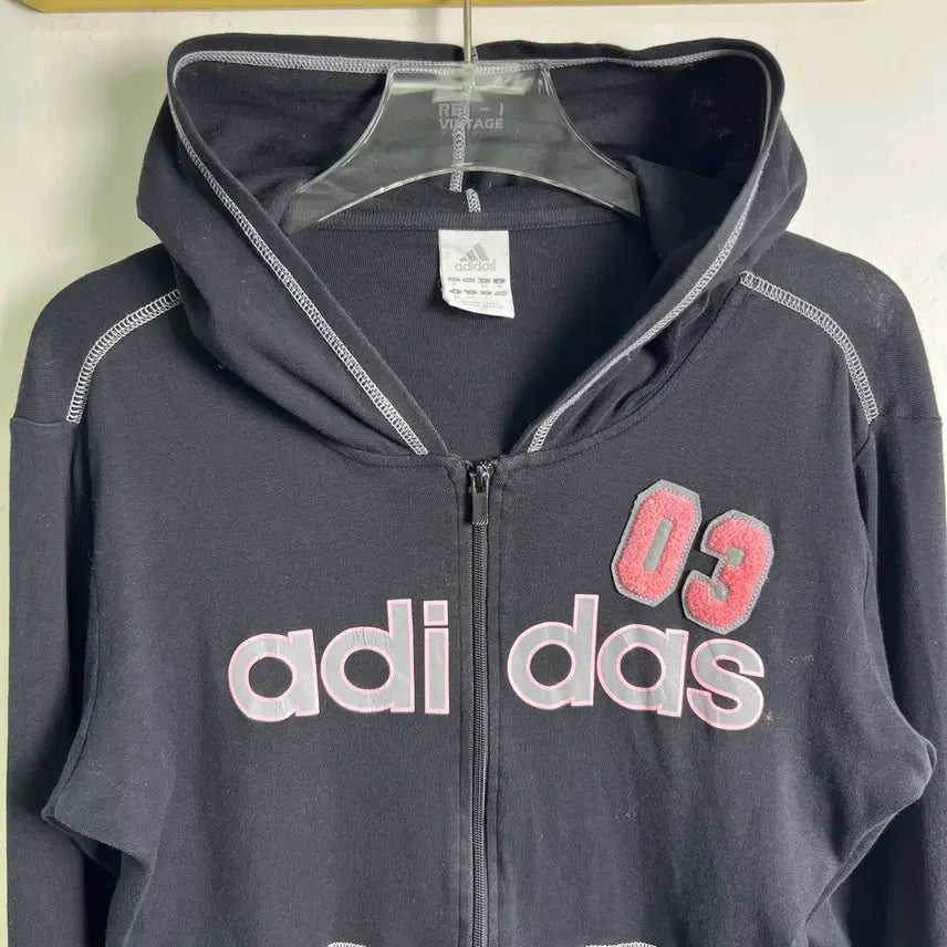 [BUNJANG] Adidas Y2K Crop Hoodie Zip-up (L) / 아디다스 로고 y2k 크롭 후드집업 L