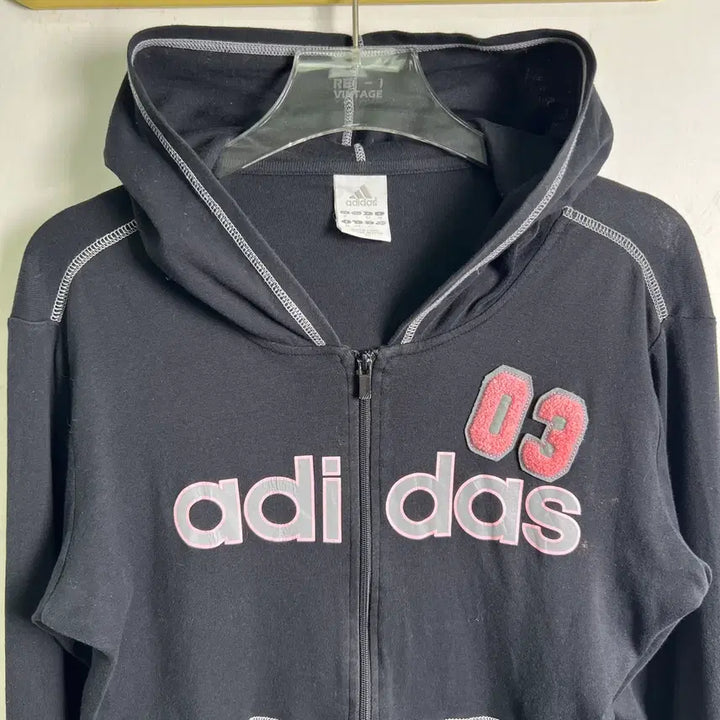 [BUNJANG] Adidas Y2K Crop Hoodie Zip-up (L) / 아디다스 로고 y2k 크롭 후드집업 L
