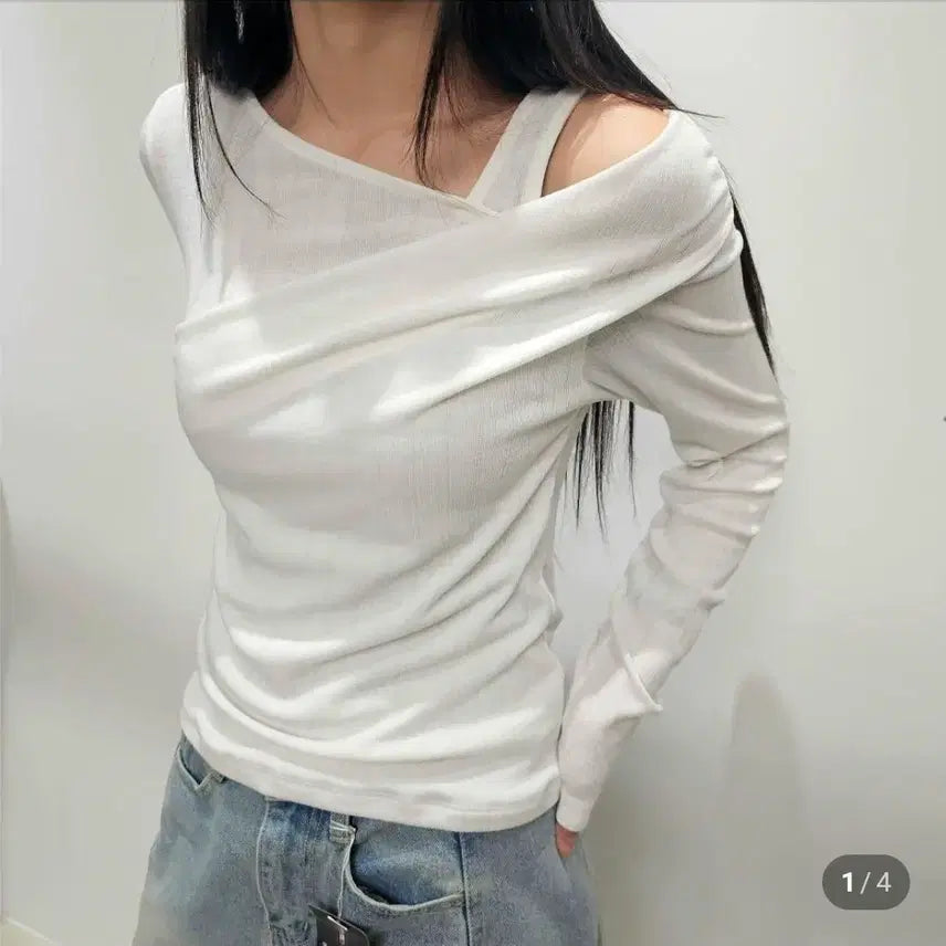 [BUNJANG] MONOVIE Drape Long Sleeve T-shirt / 모노비 MONOVIE 드레이프 긴팔 티셔츠