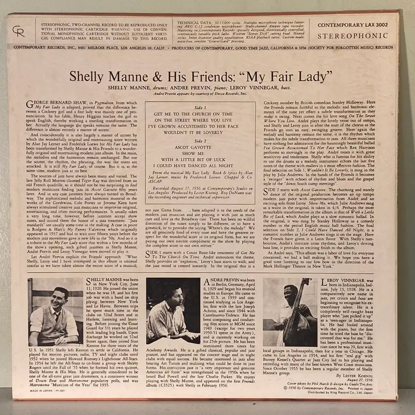 [BUNJANG] Shelly Manne &amp; His Friends Modern Jazz LP / (수입중고LP-재즈) Shelly Manne &amp; His Friends