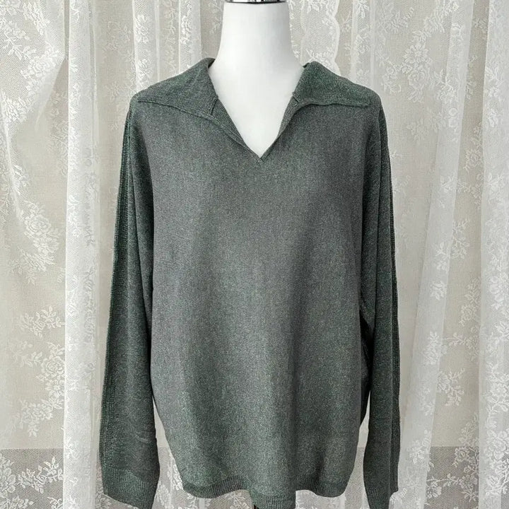 [BUNJANG] Karl Lagerfeld Glitter Knit Sweater / S) 새상품 칼라거펠트 글리터 니트 그린