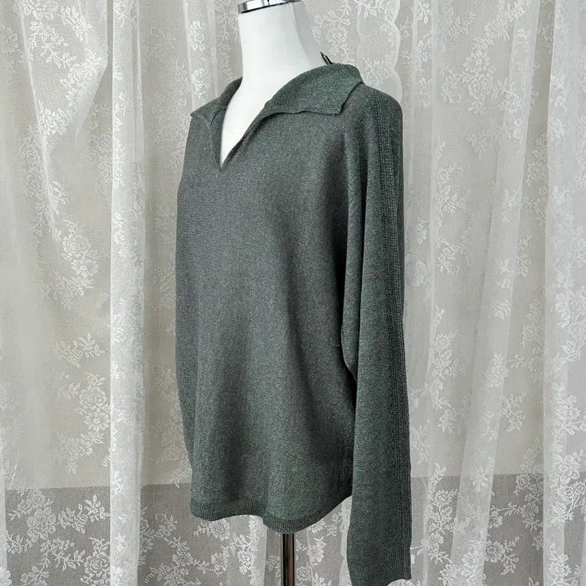 [BUNJANG] Karl Lagerfeld Glitter Knit Sweater / S) 새상품 칼라거펠트 글리터 니트 그린
