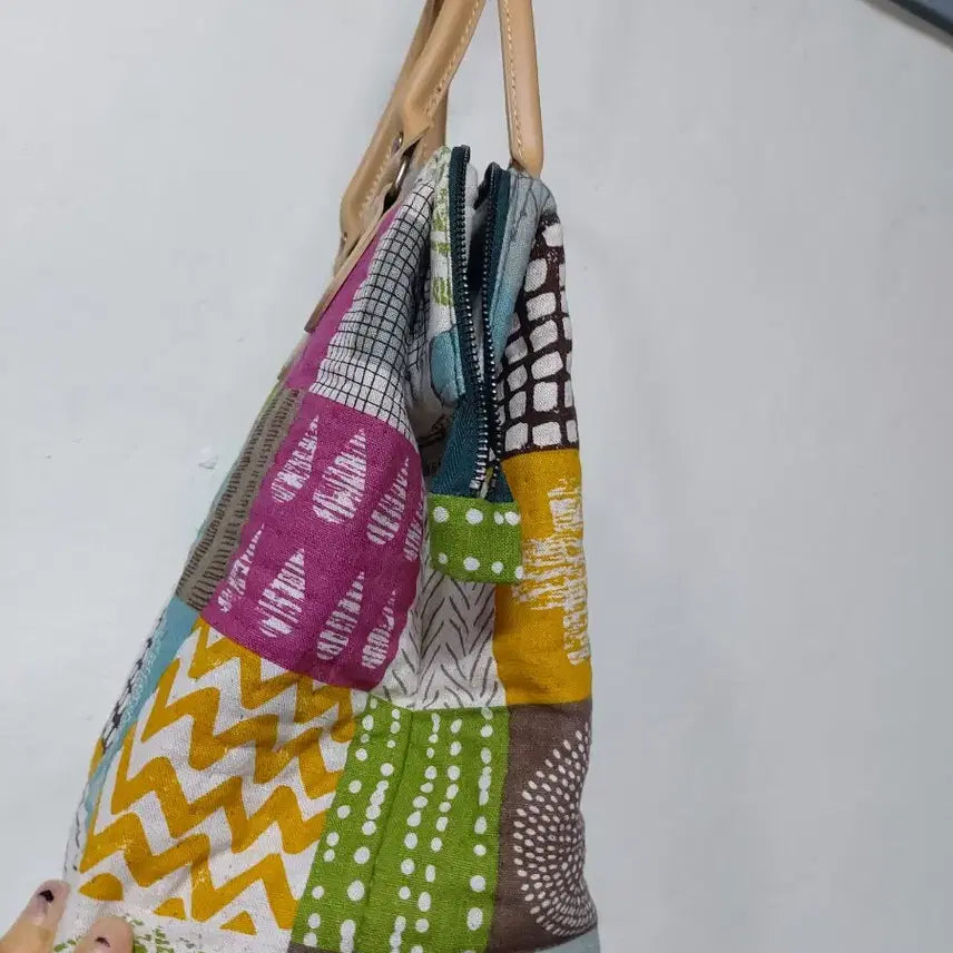 [BUNJANG] Patchwork Pattern Tote Bag / 패치워크 패턴 토트백 가방