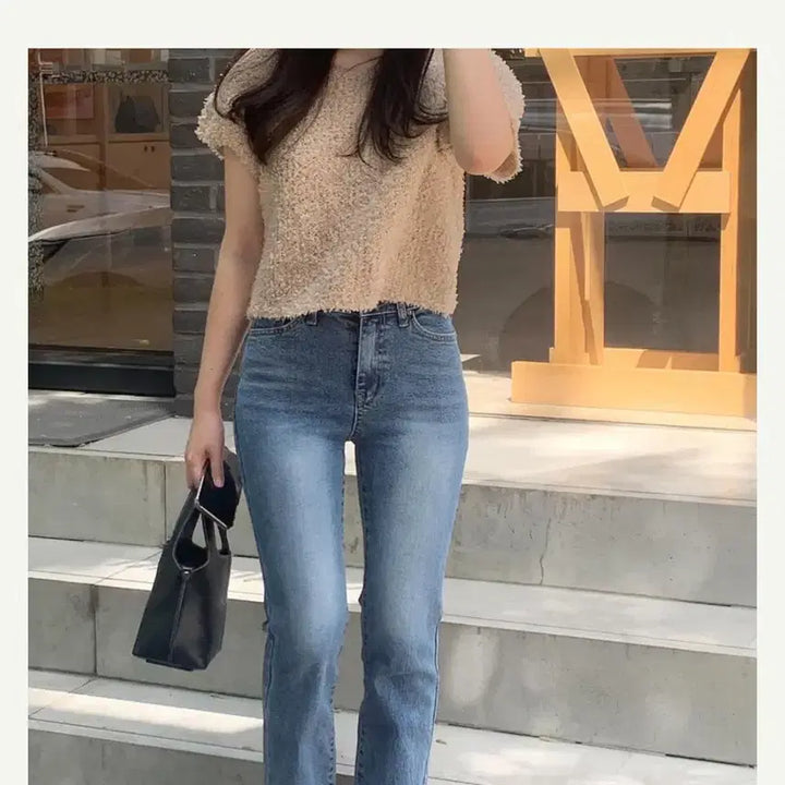 [BUNJANG] D.SOL Ravi Boucle Knit Beige Short Sleeve Knit / 드솔 라비 부클니트 베이지 반팔니트 부클 반팔