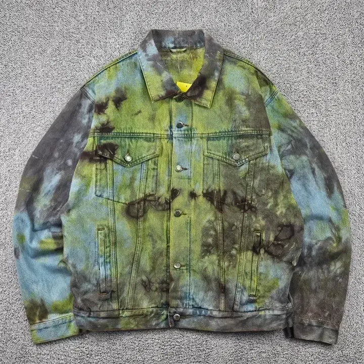 [BUNJANG] Wrangler Denim Trucker Jacket Dyed Custom (XL Estimated) / 랭글러 데님 트러커 자켓 다잉 커스텀 ( XL추정 ) / 11879