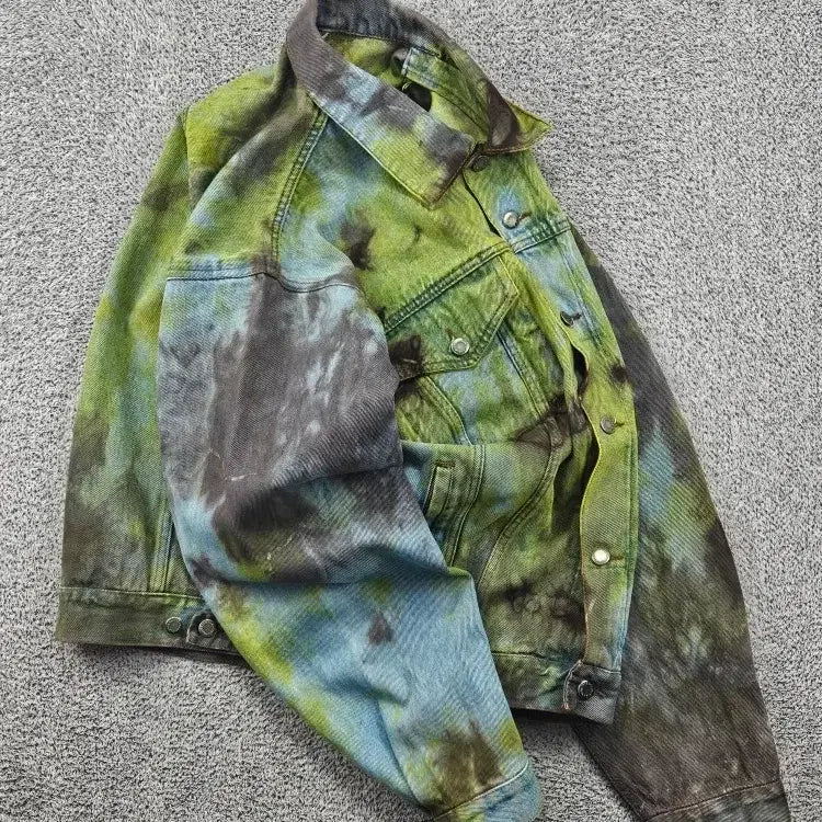 [BUNJANG] Wrangler Denim Trucker Jacket Dyed Custom (XL Estimated) / 랭글러 데님 트러커 자켓 다잉 커스텀 ( XL추정 ) / 11879