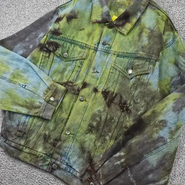 [BUNJANG] Wrangler Denim Trucker Jacket Dyed Custom (XL Estimated) / 랭글러 데님 트러커 자켓 다잉 커스텀 ( XL추정 ) / 11879