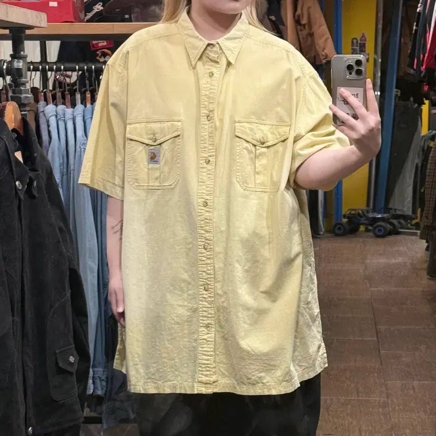 [BUNJANG] Carhartt Short Sleeve Shirt Yellow / [HI] 칼하트 반팔셔츠 옐로우