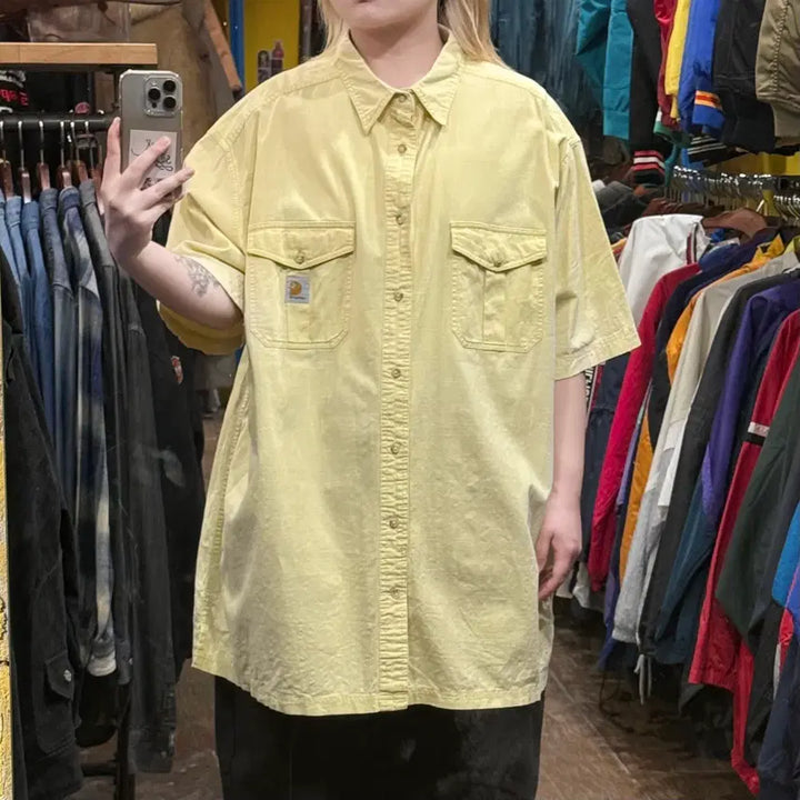 [BUNJANG] Carhartt Short Sleeve Shirt Yellow / [HI] 칼하트 반팔셔츠 옐로우
