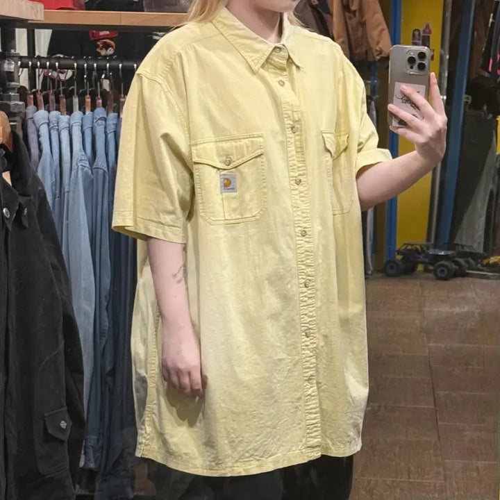 [BUNJANG] Carhartt Short Sleeve Shirt Yellow / [HI] 칼하트 반팔셔츠 옐로우