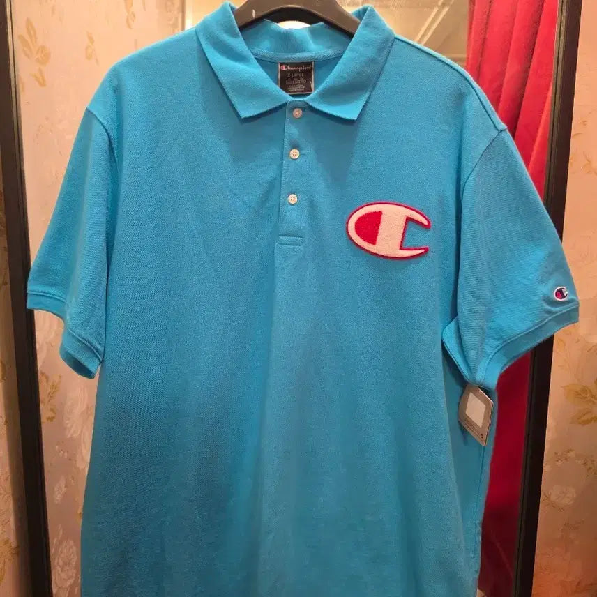 [BUNJANG] Champion Big Logo Polo Shirt / 7/48 CHAMPION 챔피온 빅 로고 카라 티셔츠