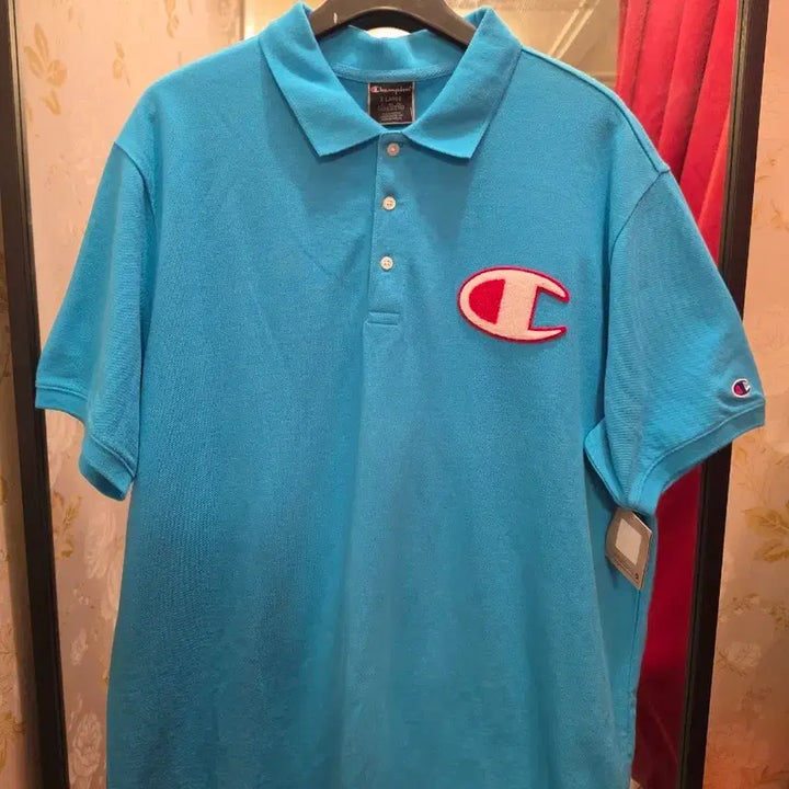 [BUNJANG] Champion Big Logo Polo Shirt / 7/48 CHAMPION 챔피온 빅 로고 카라 티셔츠