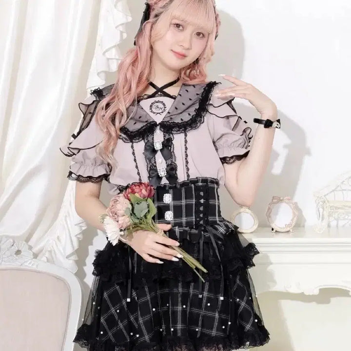 [BUNJANG] Noemie Sailor Off-Shoulder Blouse - Pink/Black / 노에미 세일러 오프숄더 블라우스 핑크 검핑 noemie 지뢰계 양산형