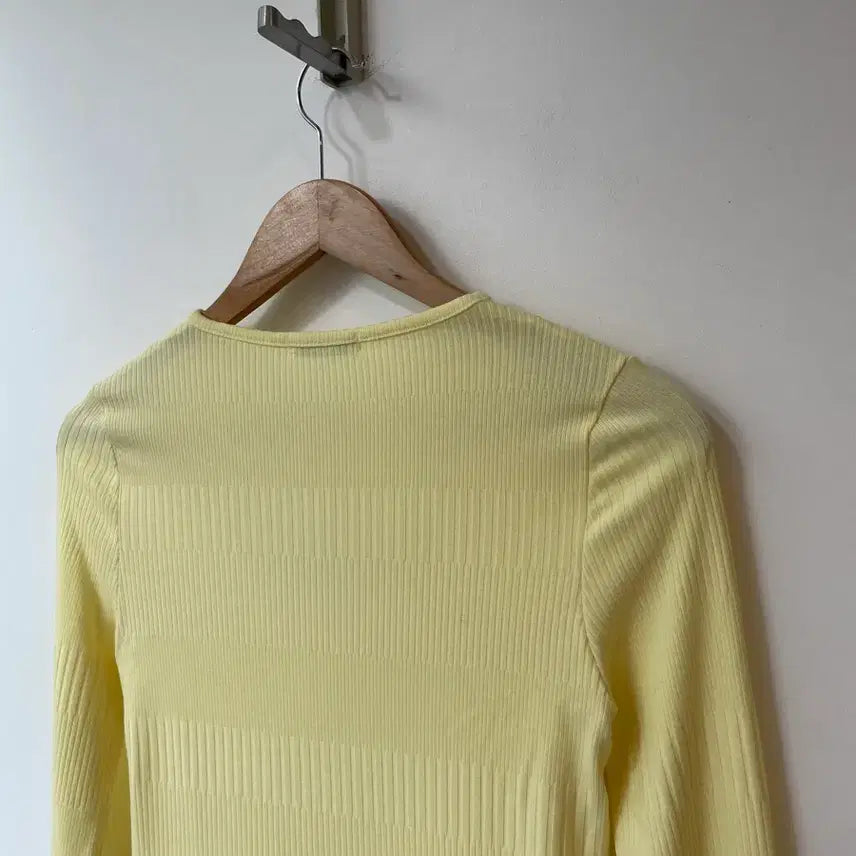 [BUNJANG] Ami De Yellow Ribbed Long Sleeve T-shirt / 아미디 옐로우 골지 긴팔 티셔츠