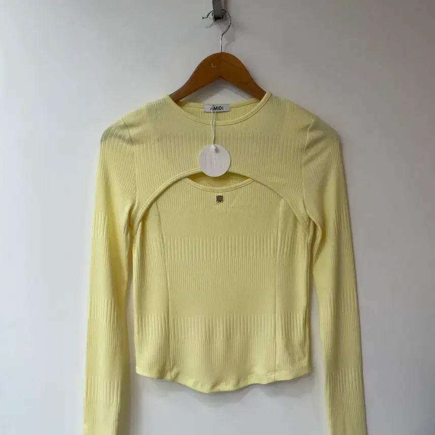 [BUNJANG] Ami De Yellow Ribbed Long Sleeve T-shirt / 아미디 옐로우 골지 긴팔 티셔츠